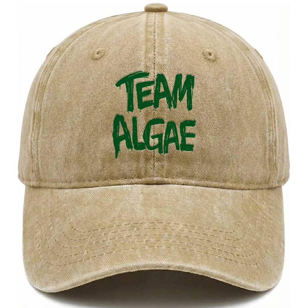 Team Algae Slime Dripping Style Graphic Washed Cotton Baseball Cap Viral Lincoln Memorial Reflecting Pool Swamp Meme