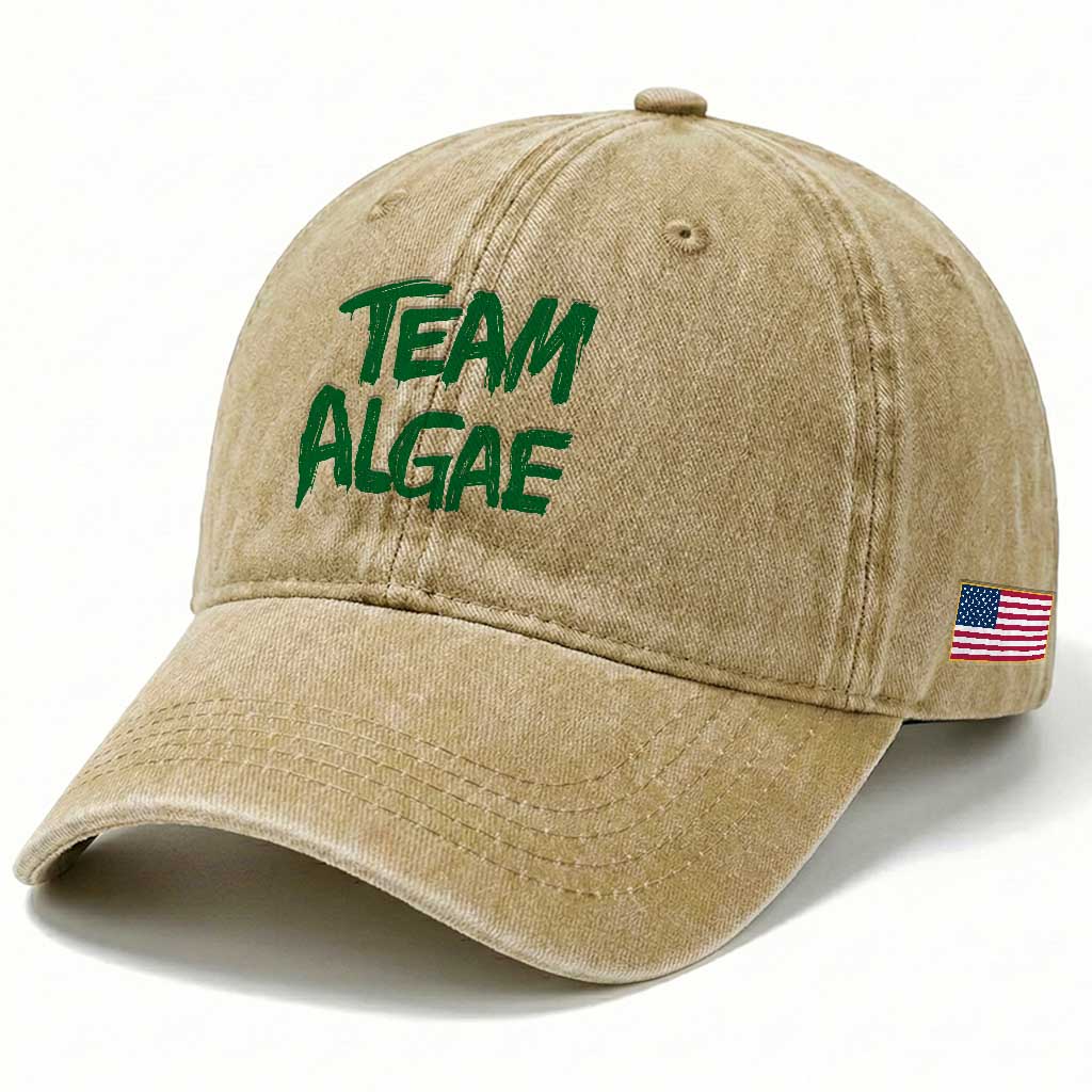 Team Algae Slime Dripping Style Graphic Washed Cotton Baseball Cap Viral Lincoln Memorial Reflecting Pool Swamp Meme