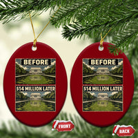 Before and 14 Million Dollars Later Lincoln Memorial Reflecting Pool Meme Ceramic Ornament Funny Government Spending Satire