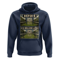 Before and 14 Million Dollars Later Lincoln Memorial Reflecting Pool Meme Hoodie Funny Government Spending Satire