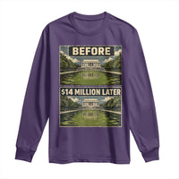 Before and 14 Million Dollars Later Lincoln Memorial Reflecting Pool Meme Long Sleeve Shirt Funny Government Spending Satire
