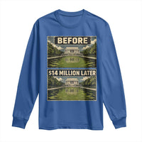 Before and 14 Million Dollars Later Lincoln Memorial Reflecting Pool Meme Long Sleeve Shirt Funny Government Spending Satire