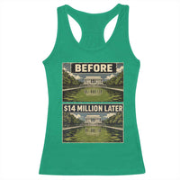 Before and 14 Million Dollars Later Lincoln Memorial Reflecting Pool Meme Racerback Tank Top Funny Government Spending Satire