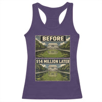 Before and 14 Million Dollars Later Lincoln Memorial Reflecting Pool Meme Racerback Tank Top Funny Government Spending Satire