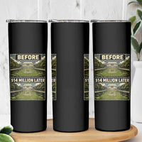Before and 14 Million Dollars Later Lincoln Memorial Reflecting Pool Meme Skinny Tumbler Funny Government Spending Satire
