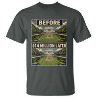 Before and 14 Million Dollars Later Lincoln Memorial Reflecting Pool Meme T Shirt Funny Government Spending Satire