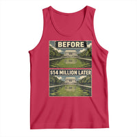Before and 14 Million Dollars Later Lincoln Memorial Reflecting Pool Meme Tank Top Funny Government Spending Satire