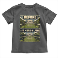 Before and 14 Million Dollars Later Lincoln Memorial Reflecting Pool Meme Toddler T Shirt Funny Government Spending Satire