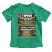 Before and 14 Million Dollars Later Lincoln Memorial Reflecting Pool Meme Toddler T Shirt Funny Government Spending Satire
