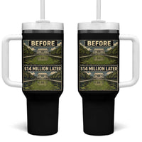 Before and 14 Million Dollars Later Lincoln Memorial Reflecting Pool Meme Tumbler With Handle Funny Government Spending Satire
