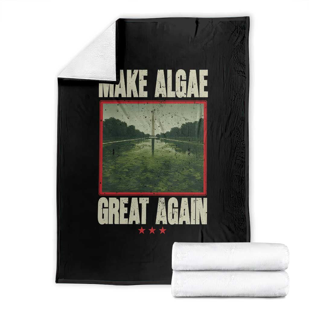 Make Algae Great Again Funny DC Slamp Slime Parody Throw Blanket Washington Monument Reflecting Pool Vintage Photo