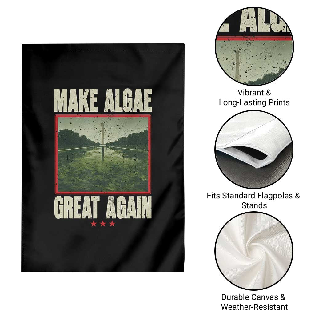 Make Algae Great Again Funny DC Slamp Slime Parody Garden Flag Washington Monument Reflecting Pool Vintage Photo