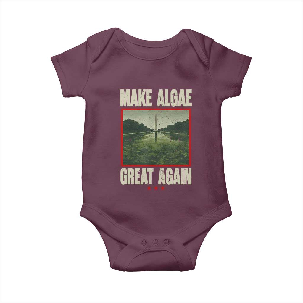 Make Algae Great Again Funny DC Slamp Slime Parody Baby Onesie Washington Monument Reflecting Pool Vintage Photo