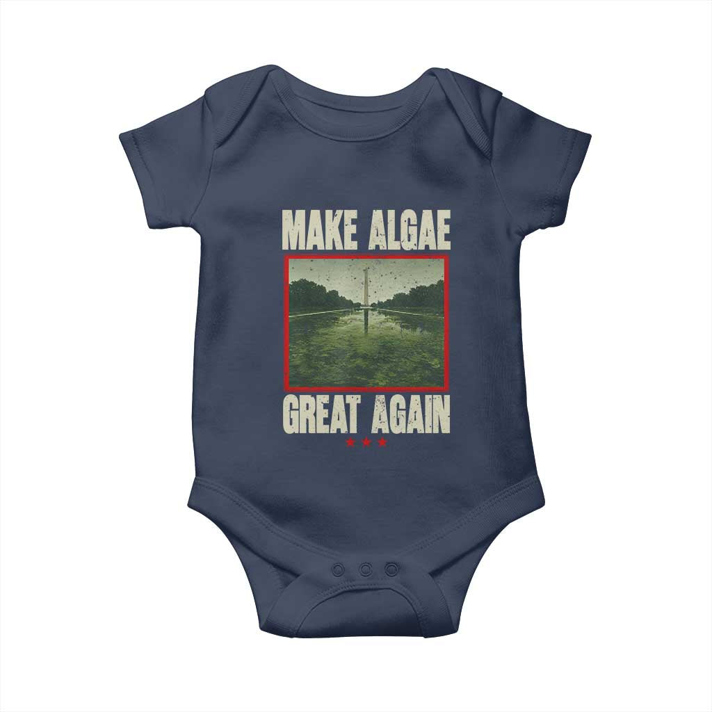 Make Algae Great Again Funny DC Slamp Slime Parody Baby Onesie Washington Monument Reflecting Pool Vintage Photo