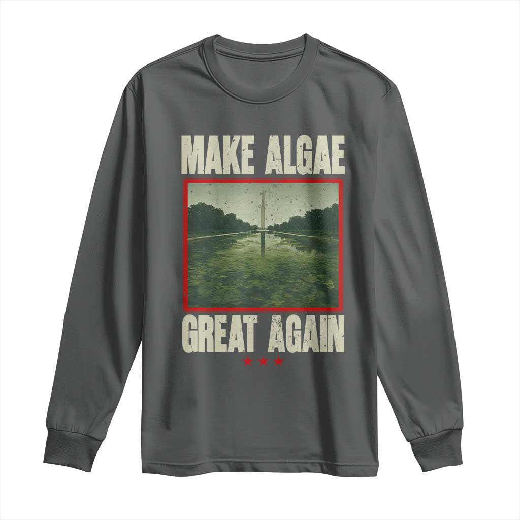 Make Algae Great Again Funny DC Slamp Slime Parody Long Sleeve Shirt Washington Monument Reflecting Pool Vintage Photo