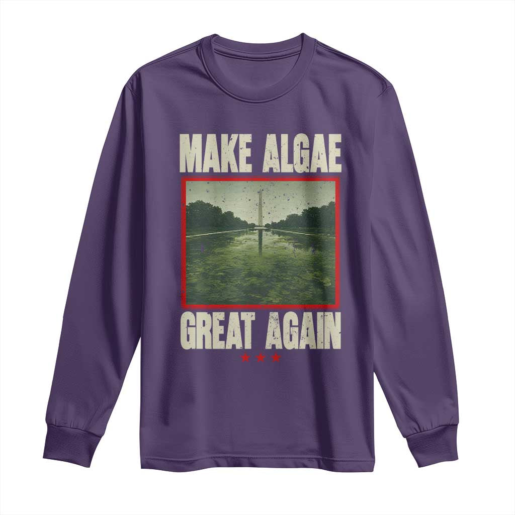 Make Algae Great Again Funny DC Slamp Slime Parody Long Sleeve Shirt Washington Monument Reflecting Pool Vintage Photo