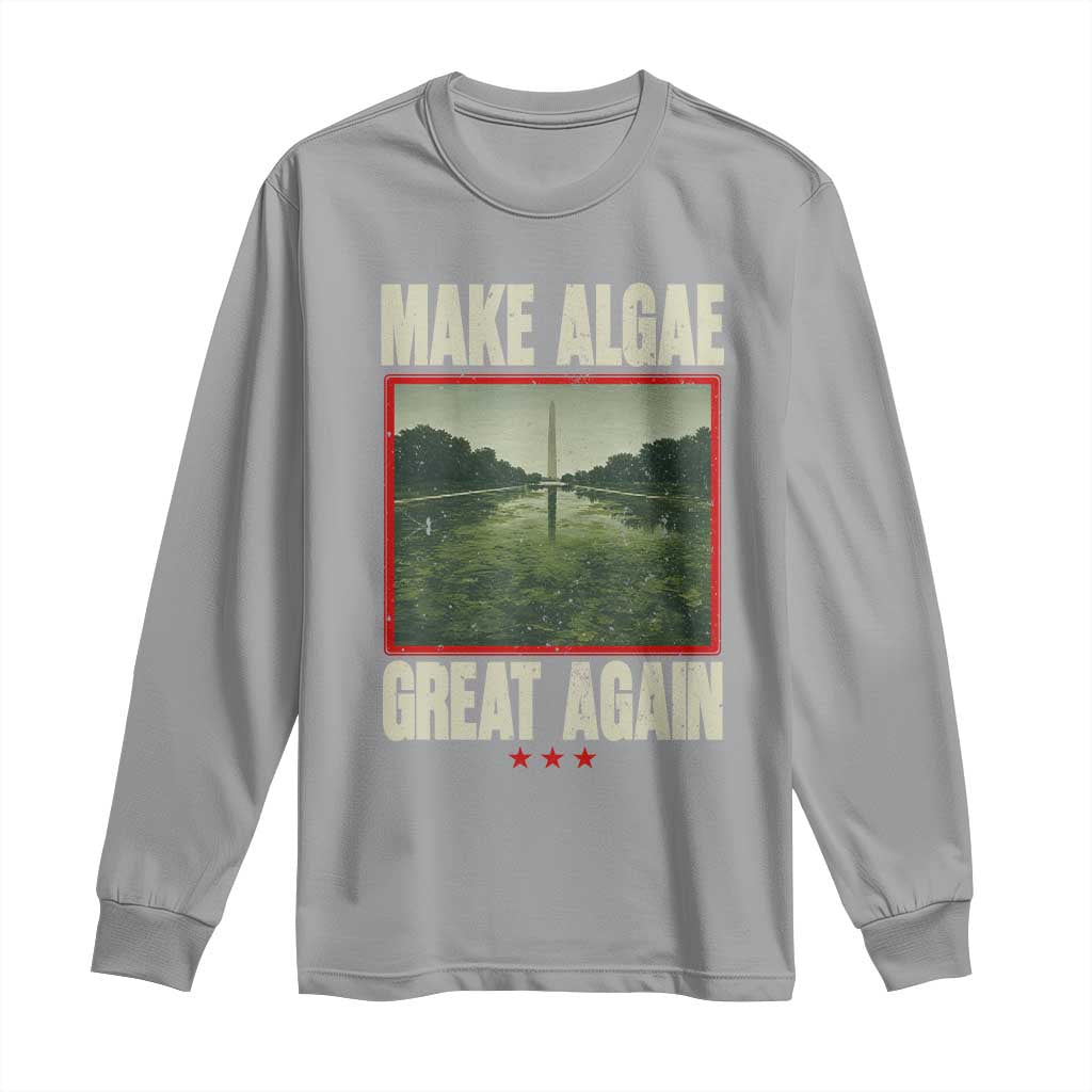 Make Algae Great Again Funny DC Slamp Slime Parody Long Sleeve Shirt Washington Monument Reflecting Pool Vintage Photo