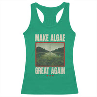Make Algae Great Again Funny DC Slamp Slime Parody Racerback Tank Top Washington Monument Reflecting Pool Vintage Photo