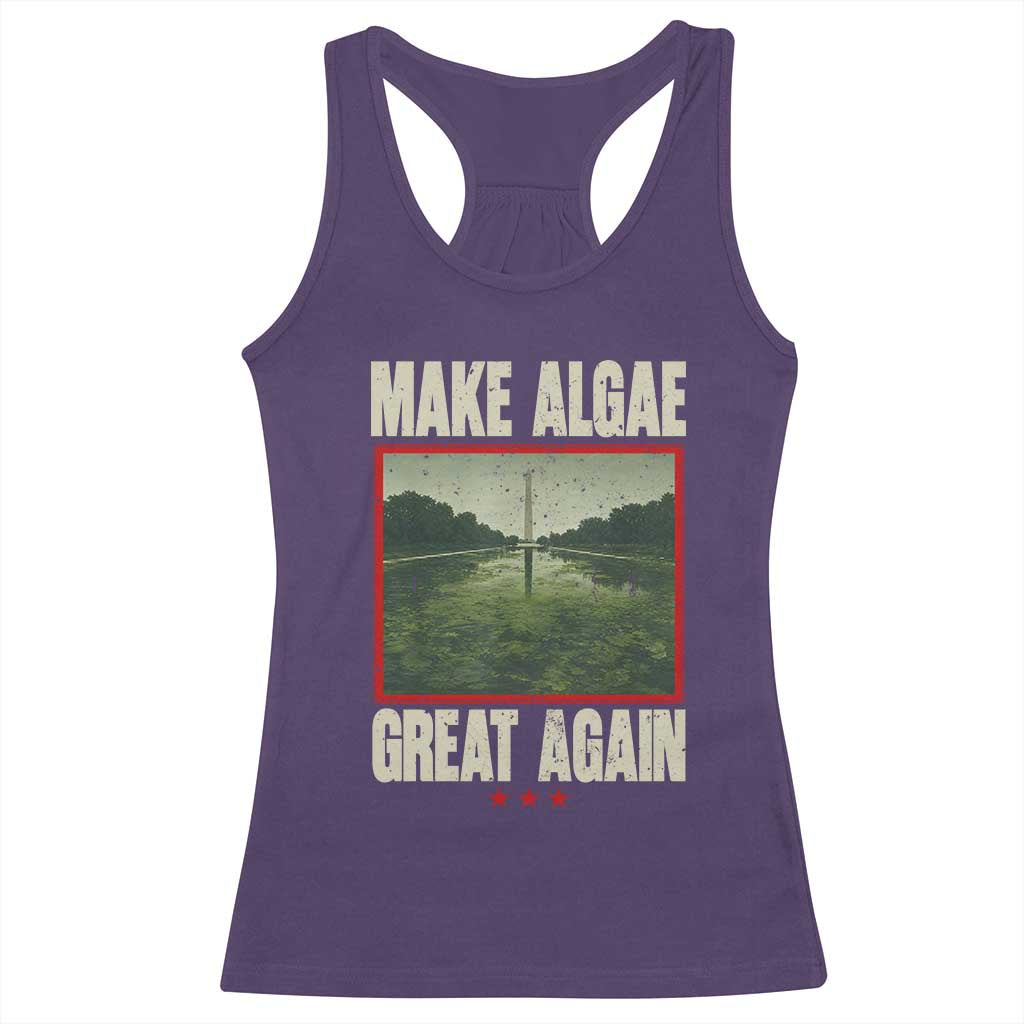 Make Algae Great Again Funny DC Slamp Slime Parody Racerback Tank Top Washington Monument Reflecting Pool Vintage Photo