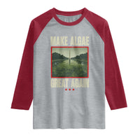 Make Algae Great Again Funny DC Slamp Slime Parody Raglan Shirt Washington Monument Reflecting Pool Vintage Photo