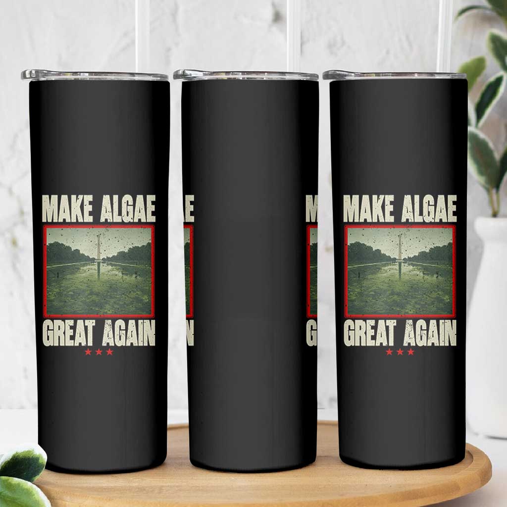 Make Algae Great Again Funny DC Slamp Slime Parody Skinny Tumbler Washington Monument Reflecting Pool Vintage Photo