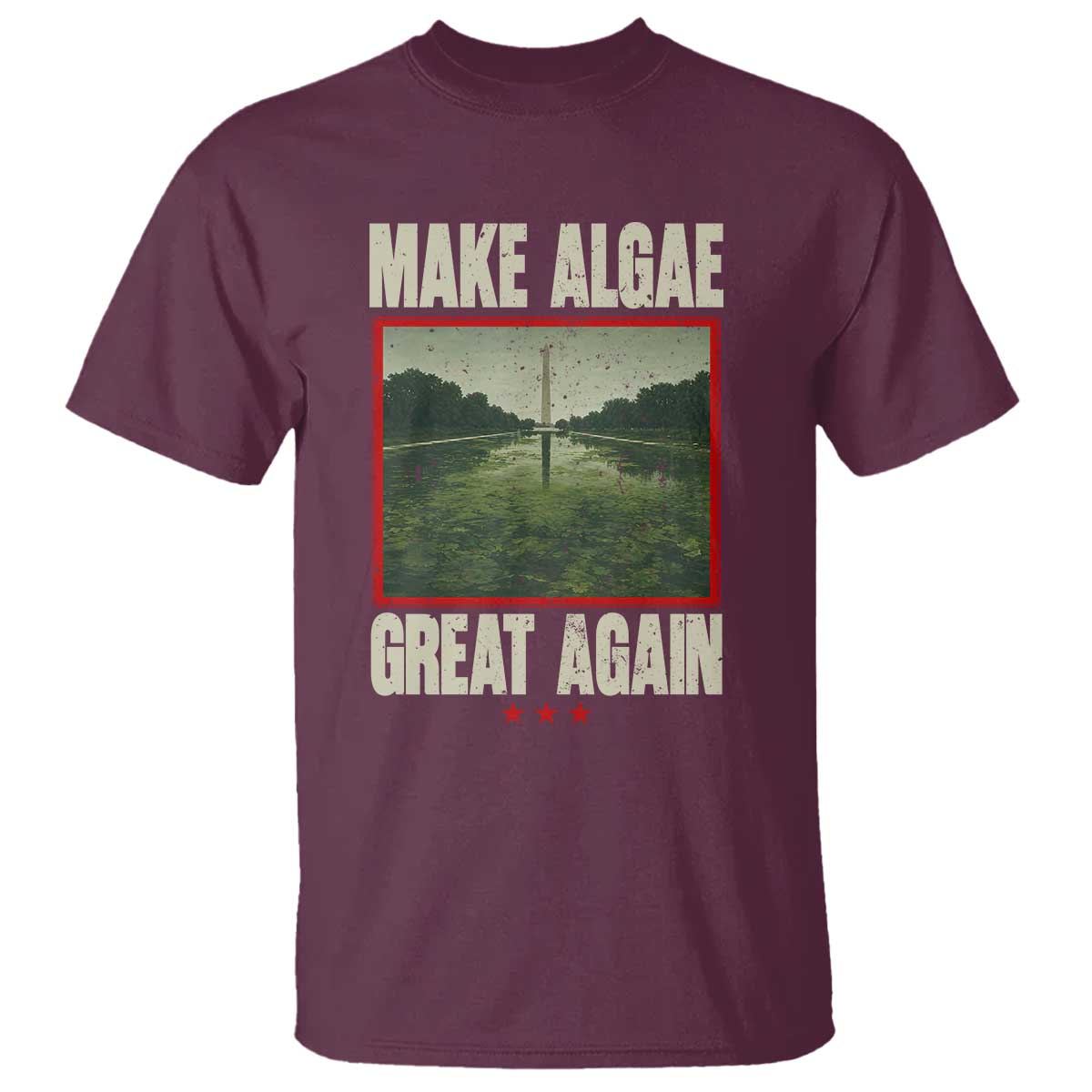 Make Algae Great Again Funny DC Slamp Slime Parody T Shirt Washington Monument Reflecting Pool Vintage Photo