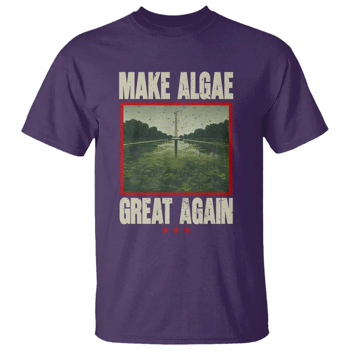 Make Algae Great Again Funny DC Slamp Slime Parody T Shirt Washington Monument Reflecting Pool Vintage Photo