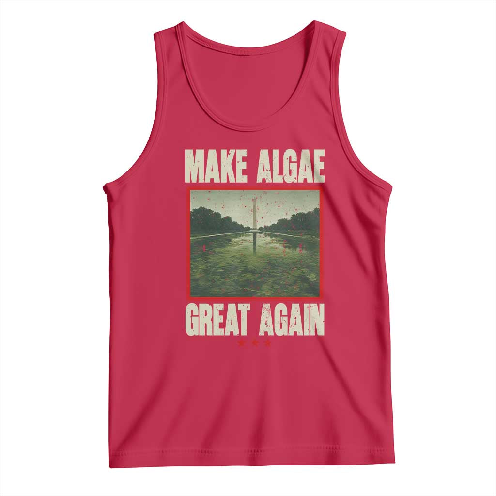Make Algae Great Again Funny DC Slamp Slime Parody Tank Top Washington Monument Reflecting Pool Vintage Photo