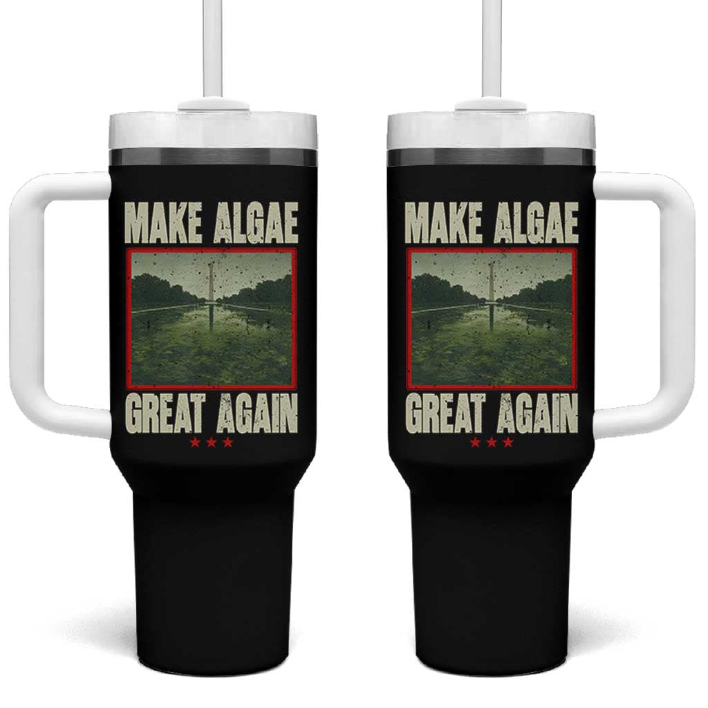 Make Algae Great Again Funny DC Slamp Slime Parody Tumbler With Handle Washington Monument Reflecting Pool Vintage Photo