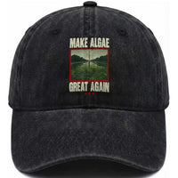Make Algae Great Again Funny DC Slamp Slime Parody Washed Cotton Baseball Cap Washington Monument Reflecting Pool Vintage Photo