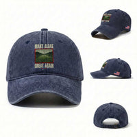 Make Algae Great Again Funny DC Slamp Slime Parody Washed Cotton Baseball Cap Washington Monument Reflecting Pool Vintage Photo