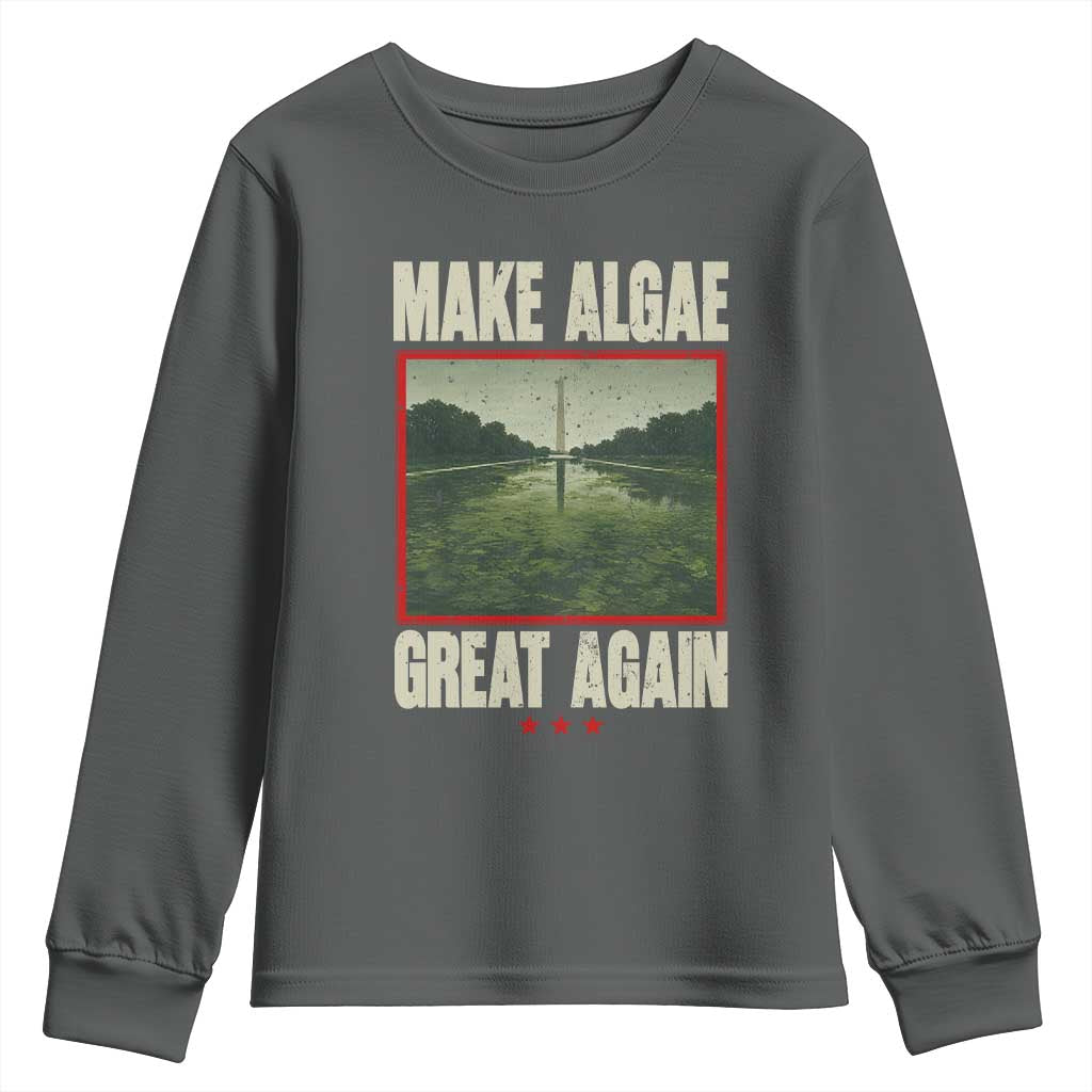 Make Algae Great Again Funny DC Slamp Slime Parody Youth Sweatshirt Washington Monument Reflecting Pool Vintage Photo