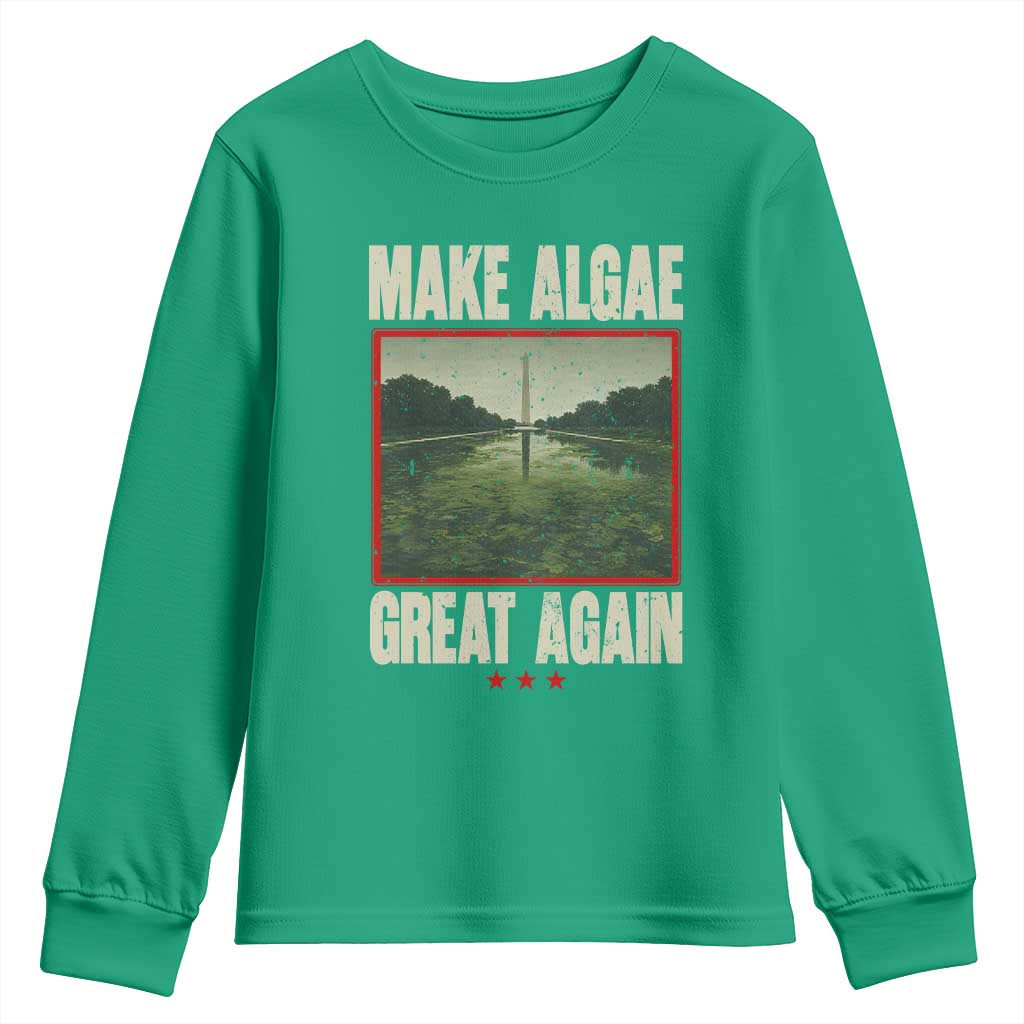 Make Algae Great Again Funny DC Slamp Slime Parody Youth Sweatshirt Washington Monument Reflecting Pool Vintage Photo