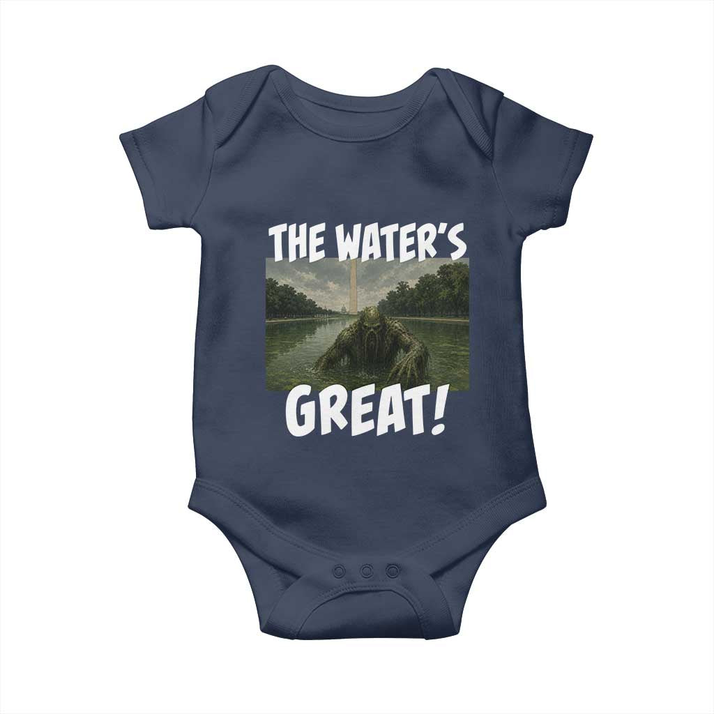 The Water is Great Swamp Monster Reflecting Pool Baby Onesie Funny Washington DC Algae Creature Meme