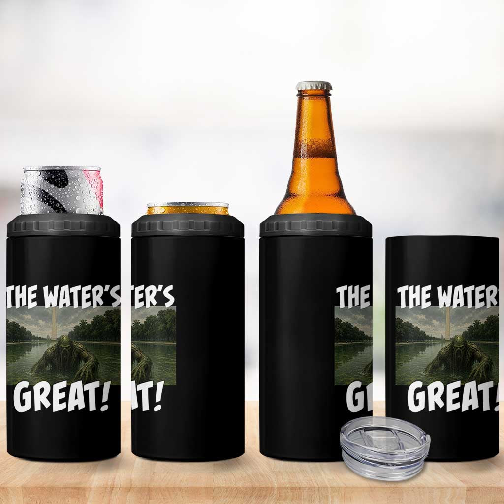 The Water is Great Swamp Monster Reflecting Pool 4 in 1 Can Cooler Tumbler Funny Washington DC Algae Creature Meme
