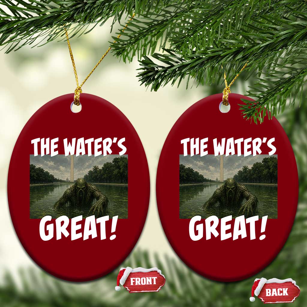 The Water is Great Swamp Monster Reflecting Pool Ceramic Ornament Funny Washington DC Algae Creature Meme