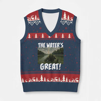 The Water is Great Swamp Monster Reflecting Pool V-Neck Knit Sweater Vest Funny Washington DC Algae Creature Meme