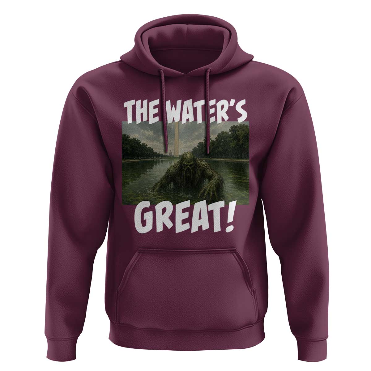 The Water is Great Swamp Monster Reflecting Pool Hoodie Funny Washington DC Algae Creature Meme