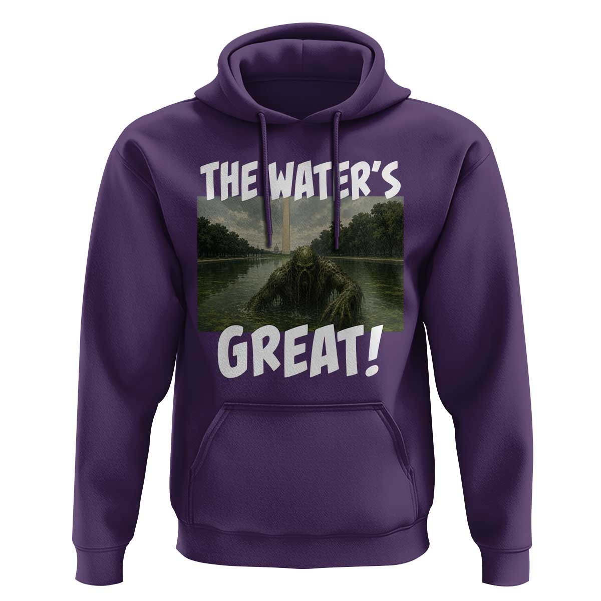 The Water is Great Swamp Monster Reflecting Pool Hoodie Funny Washington DC Algae Creature Meme