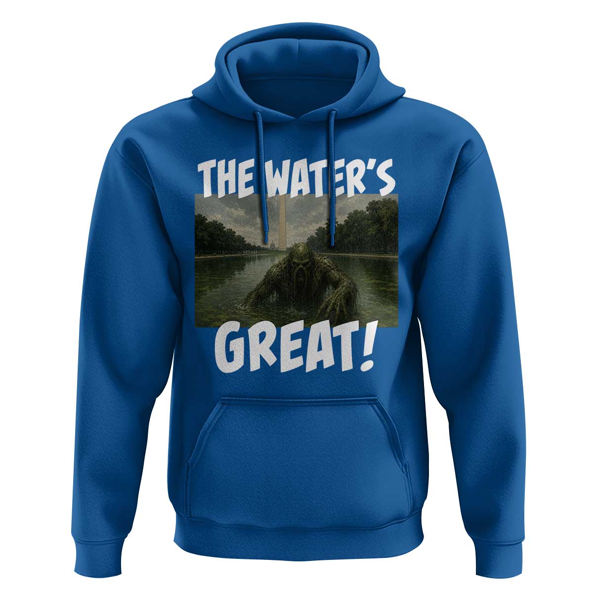 The Water is Great Swamp Monster Reflecting Pool Hoodie Funny Washington DC Algae Creature Meme