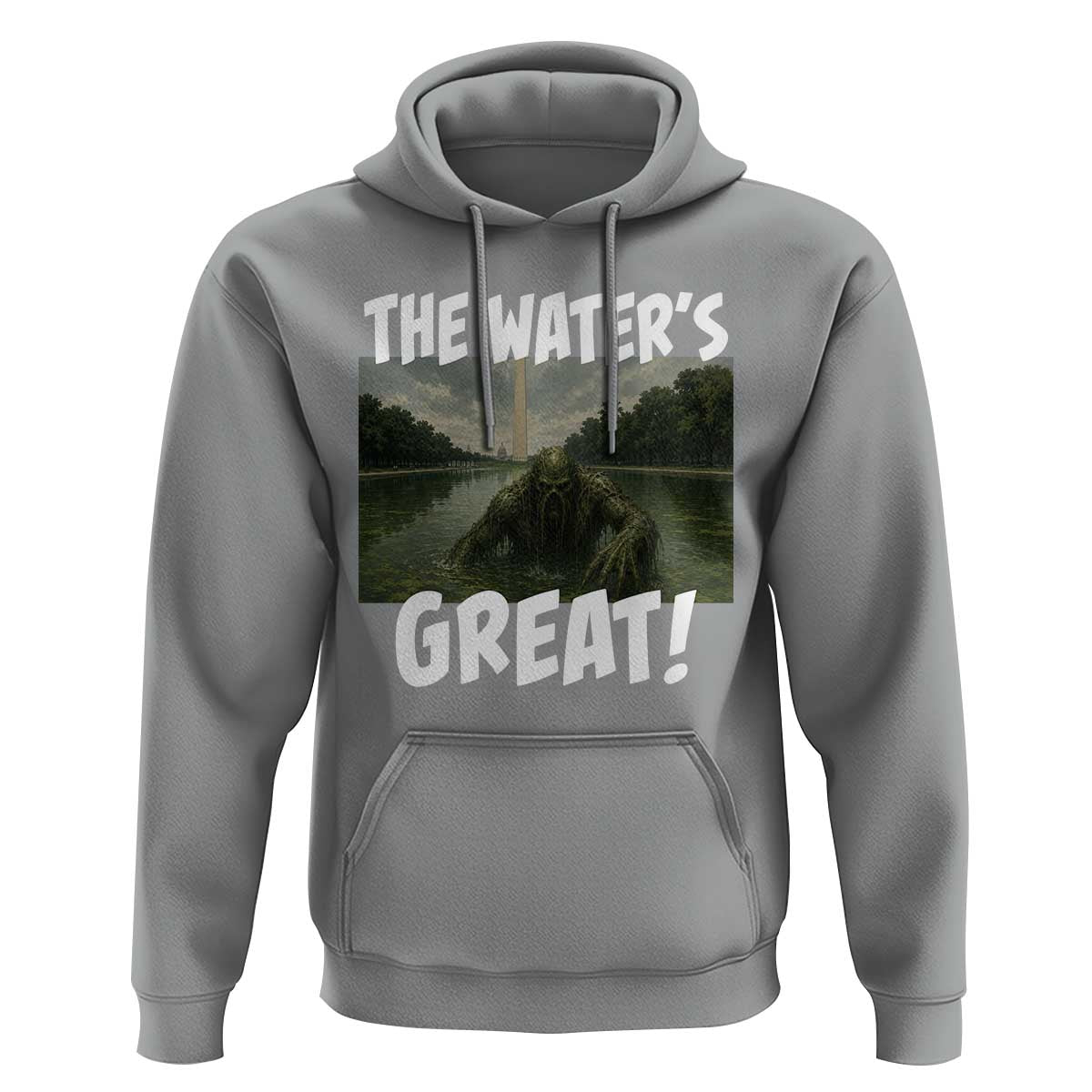 The Water is Great Swamp Monster Reflecting Pool Hoodie Funny Washington DC Algae Creature Meme