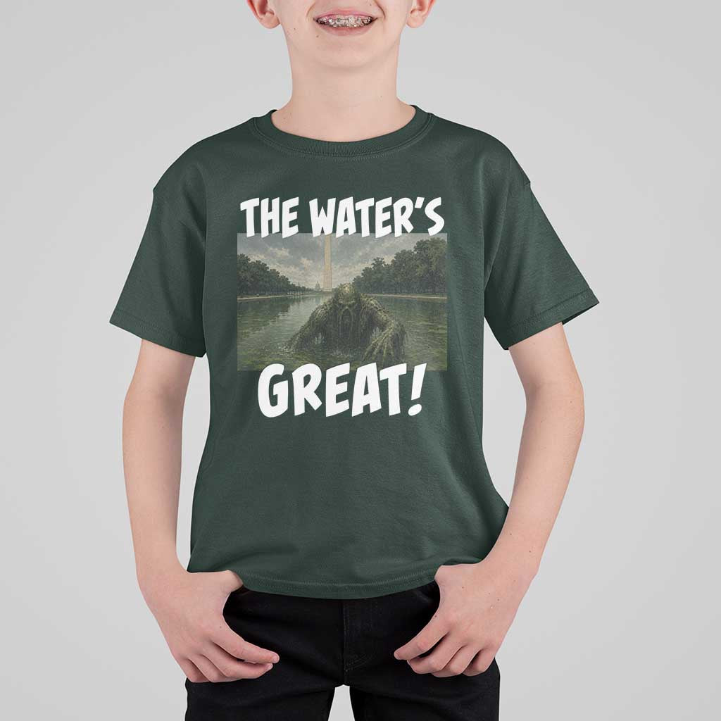 The Water is Great Swamp Monster Reflecting Pool T Shirt For Kid Funny Washington DC Algae Creature Meme