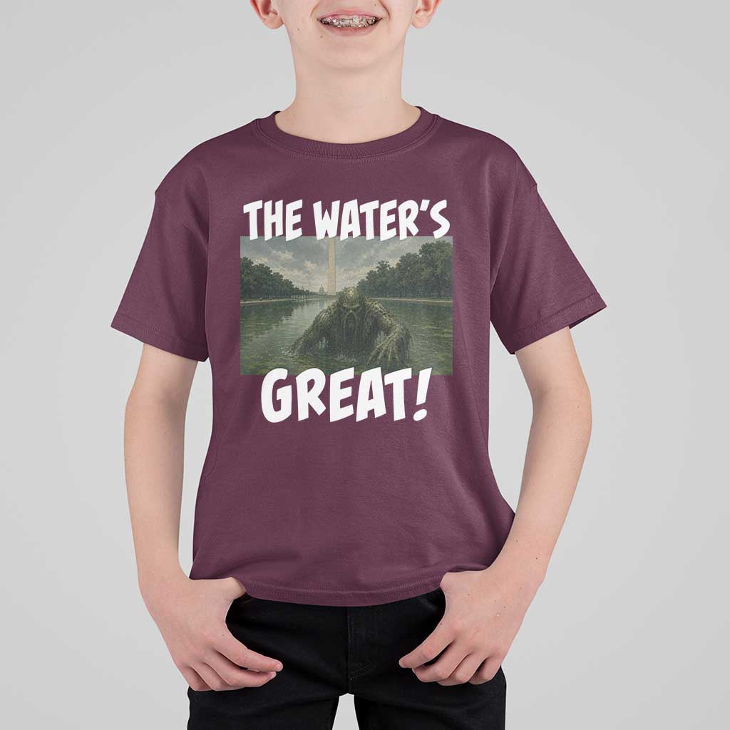 The Water is Great Swamp Monster Reflecting Pool T Shirt For Kid Funny Washington DC Algae Creature Meme