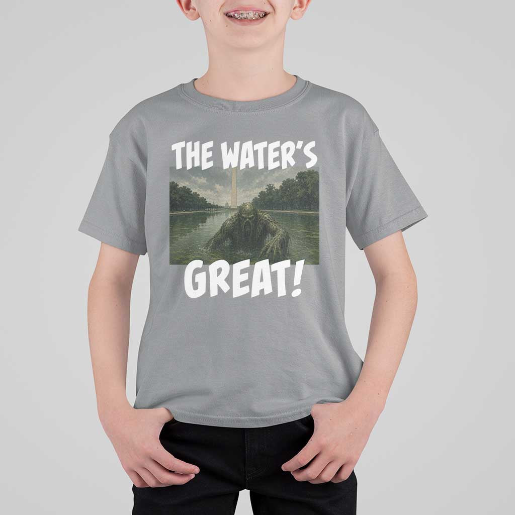 The Water is Great Swamp Monster Reflecting Pool T Shirt For Kid Funny Washington DC Algae Creature Meme