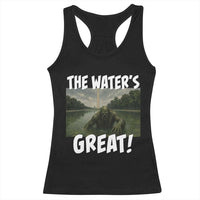 The Water is Great Swamp Monster Reflecting Pool Racerback Tank Top Funny Washington DC Algae Creature Meme