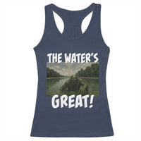 The Water is Great Swamp Monster Reflecting Pool Racerback Tank Top Funny Washington DC Algae Creature Meme