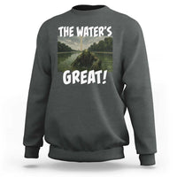 The Water is Great Swamp Monster Reflecting Pool Sweatshirt Funny Washington DC Algae Creature Meme