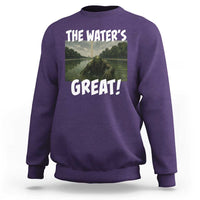 The Water is Great Swamp Monster Reflecting Pool Sweatshirt Funny Washington DC Algae Creature Meme