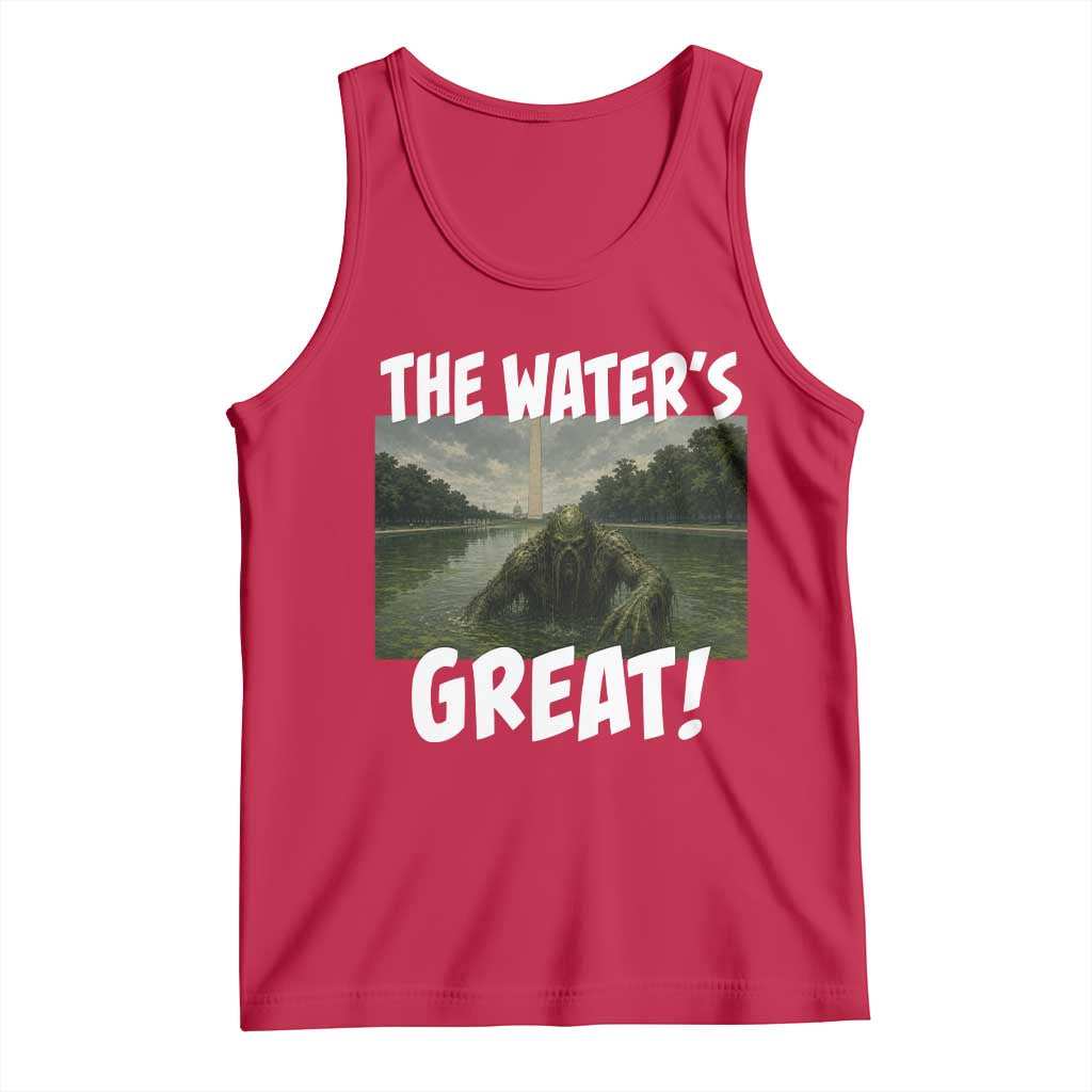 The Water is Great Swamp Monster Reflecting Pool Tank Top Funny Washington DC Algae Creature Meme