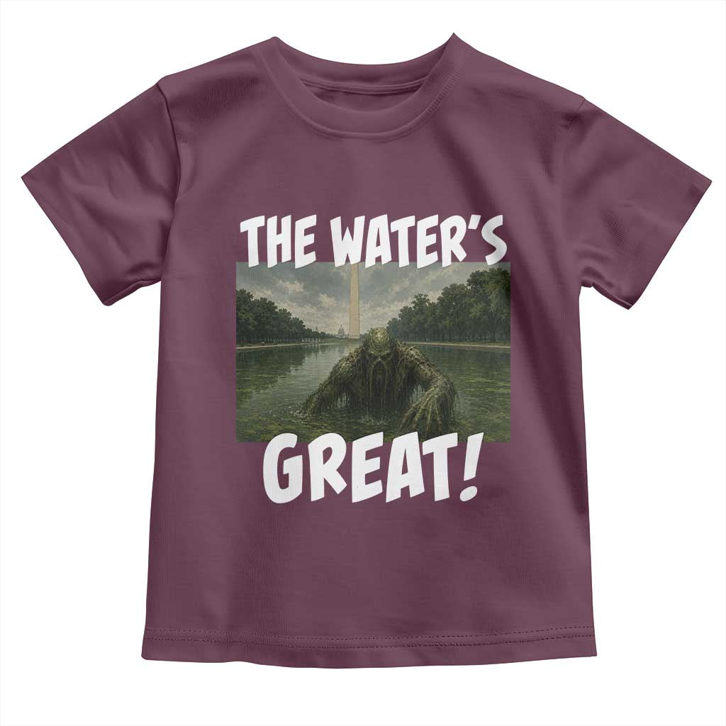 The Water is Great Swamp Monster Reflecting Pool Toddler T Shirt Funny Washington DC Algae Creature Meme